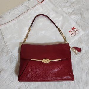 LIKE NEW "COACH" MADISON RED LEATHER SHOULDER FLAP BAG